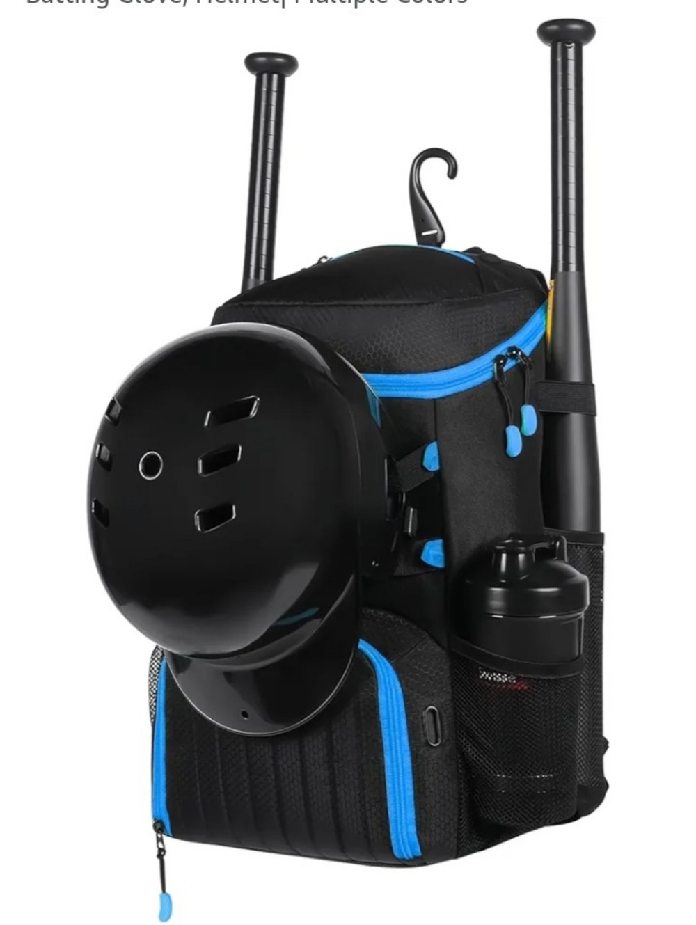 Sports Baseball Backpack with Shoe Holder Fence Hook Water Bottle New